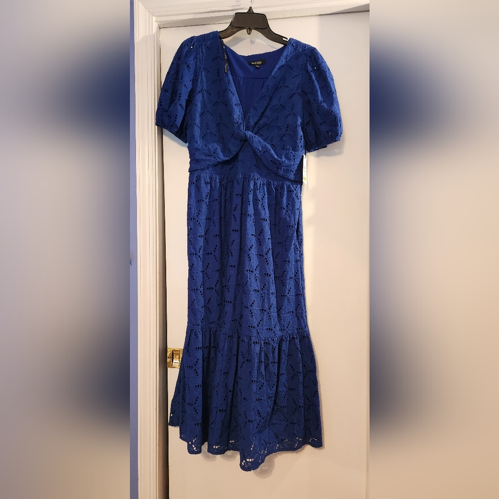 Elegant Blue Lace Dress